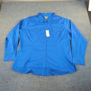 Wrangler Mens Blue Western Snap Down Long Sleeve Shirt 3XL 10LW1011B